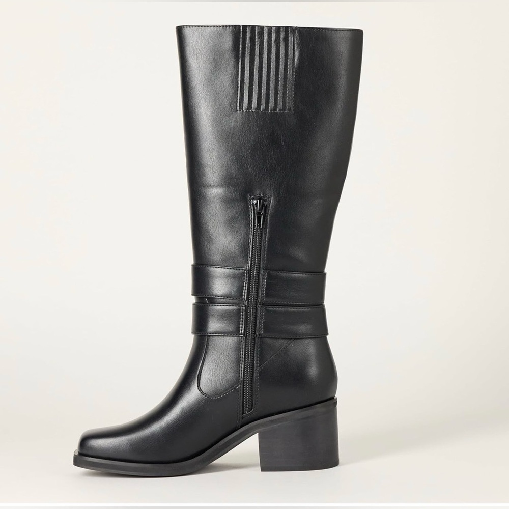 The Drop Women's Sage Tall Biker Boot with Buckles, Black, NWT Size 8.5 - Picture 2 of 10